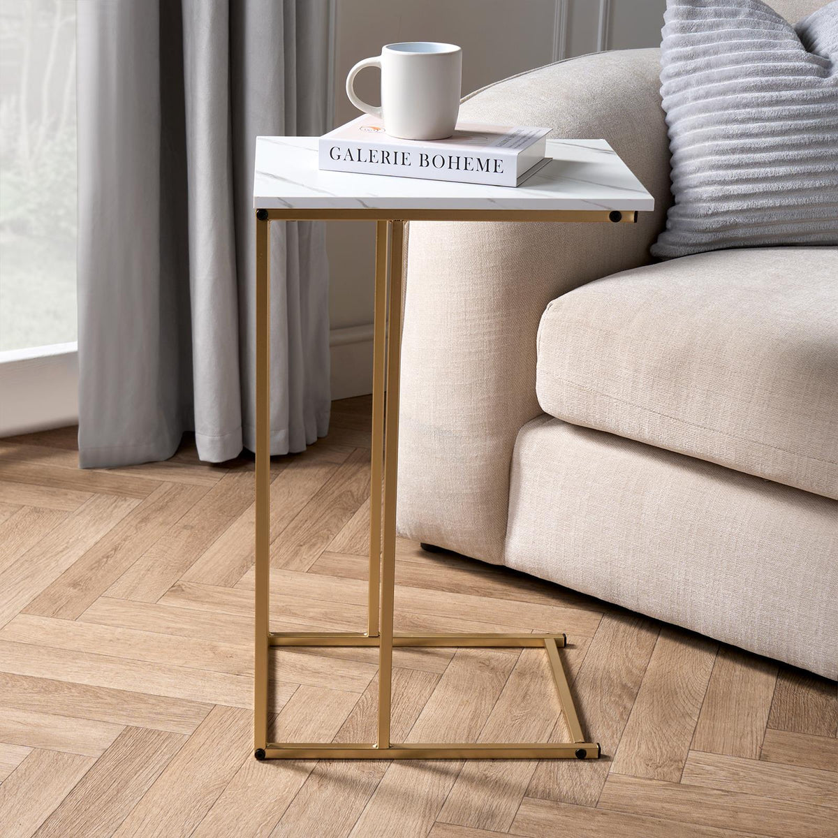 C Shape Table Coffee Laptop Side End Living Room Furniture Bedside Nightstand