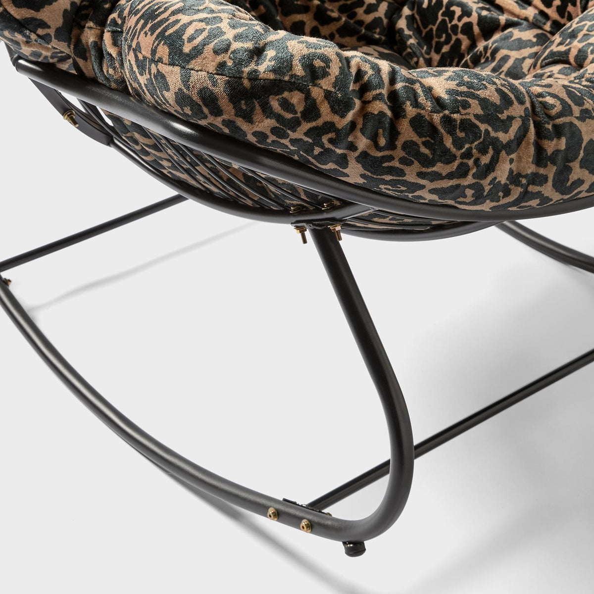 OHS Rocking Chair Ribbed or Smooth Faux Fur Upholstered Metal Frame Cushioned