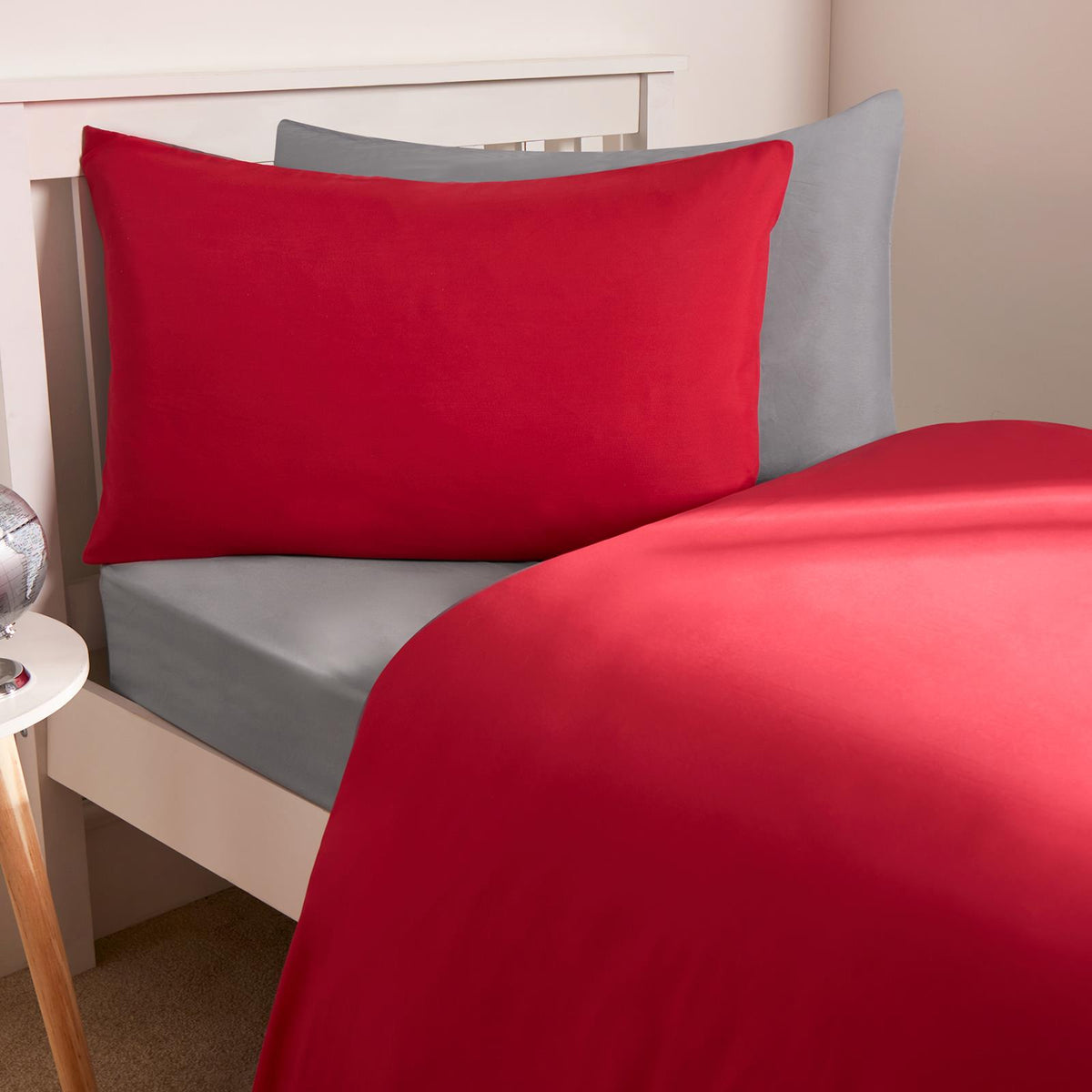 OHS Plain Duvet Cover & Pillowcase Reversible Bedding Set OR Fitted Sheet