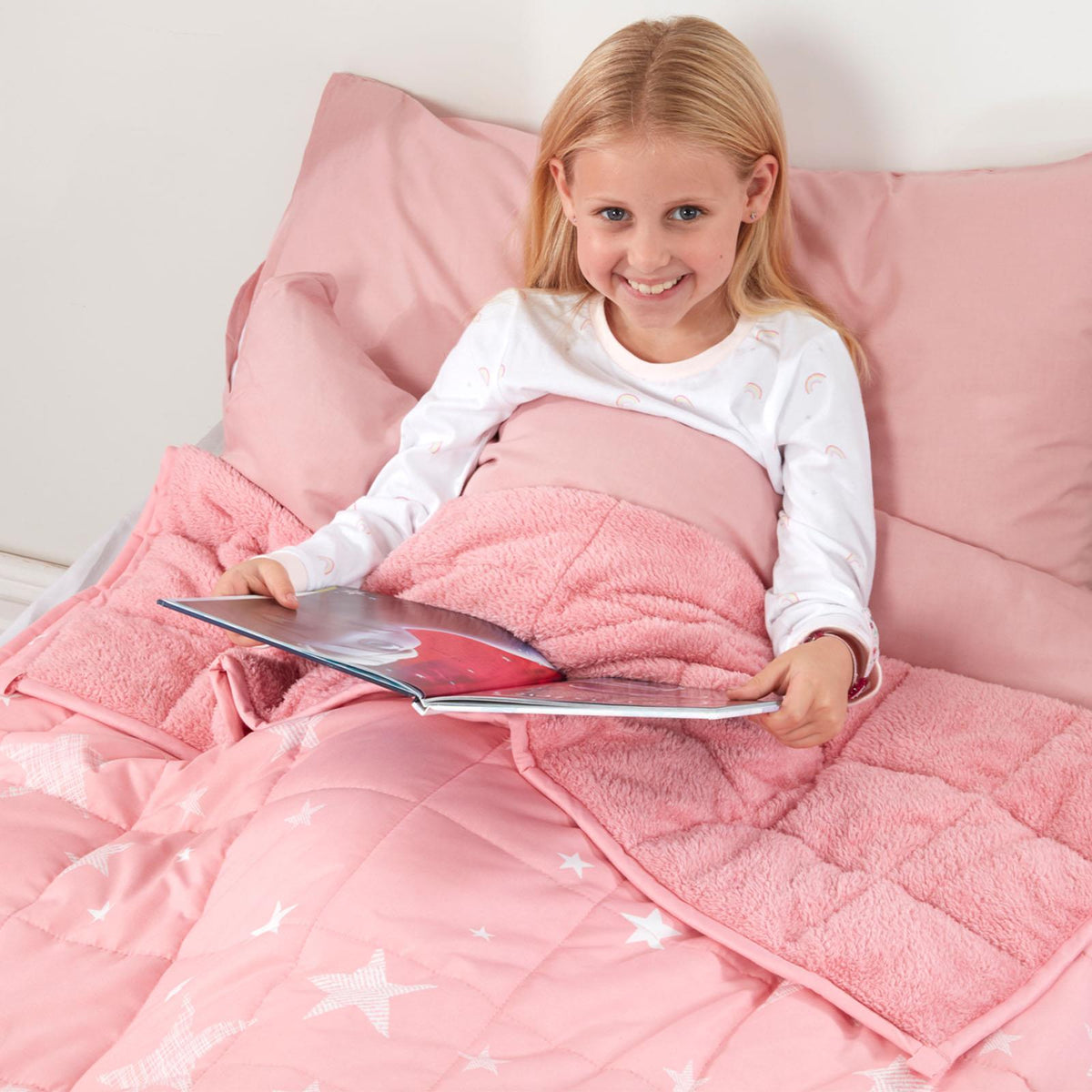OHS Kids Teddy Fleece Weighted Blanket Printed Sleep Therapy Anxiety Throw