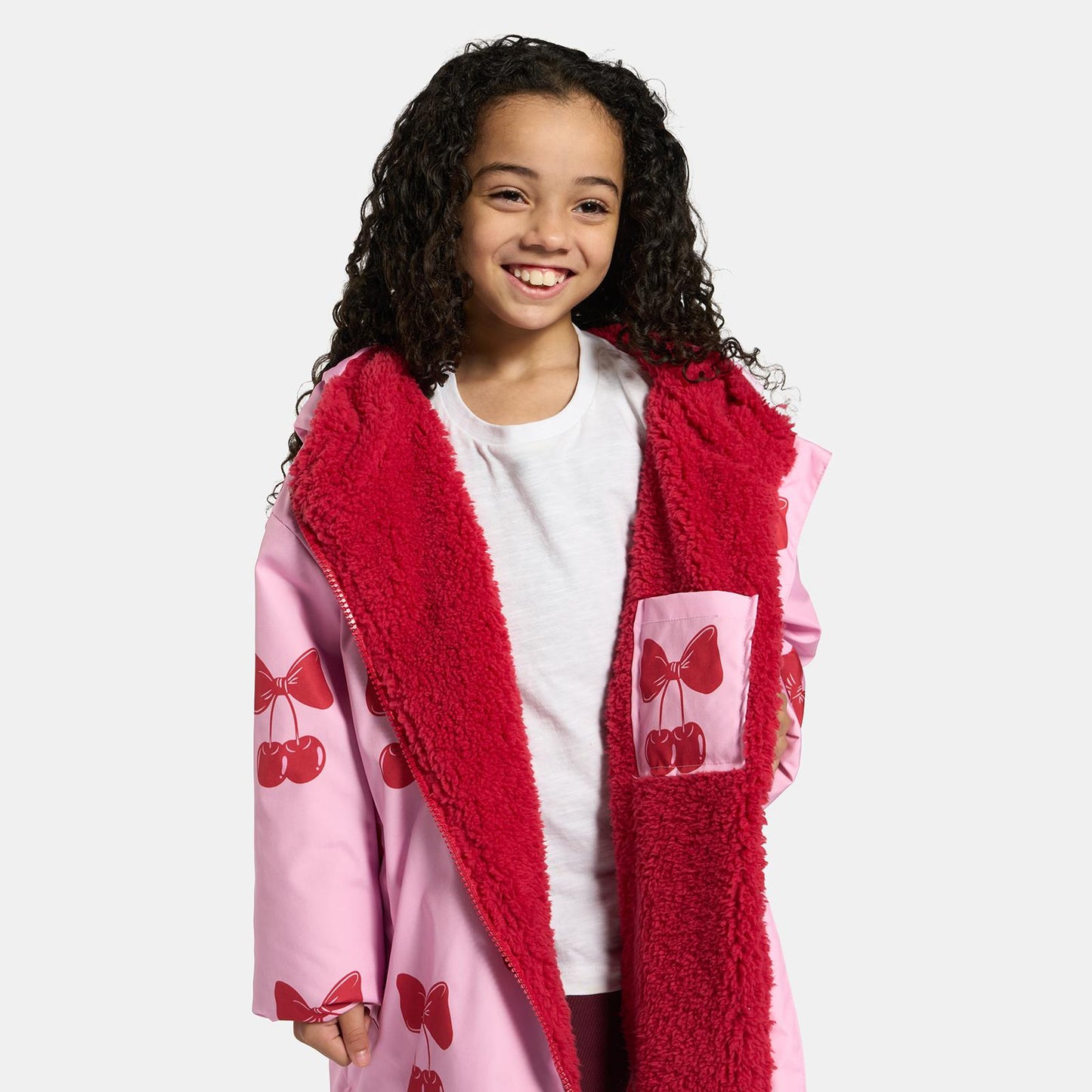 OHS Kids Drying Changing Robe Fun Print Sherpa Lined Water Resistant Long Coat