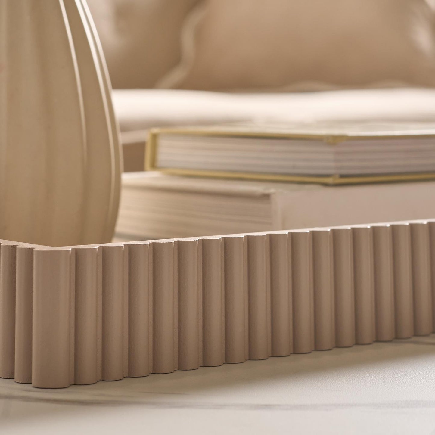 OHS Ribbed Decorative Tray Coffee Table Organiser Countertop Vanity Storage