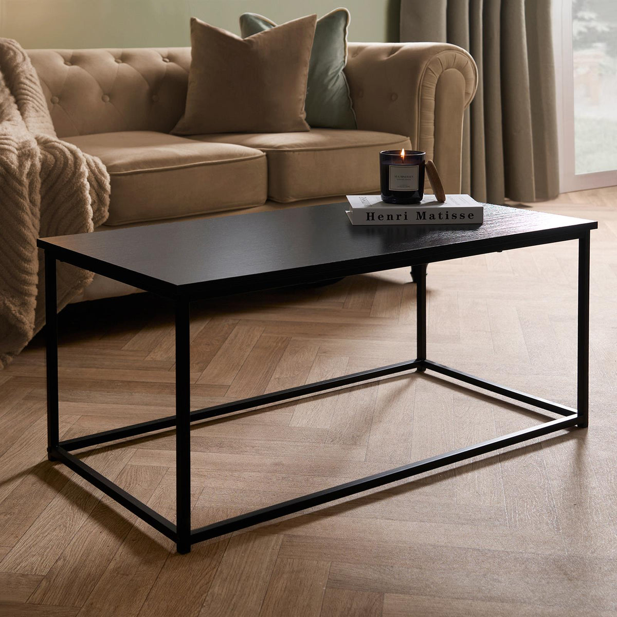 OHS Coffee Table Marble Bedside End Living Room Modern Metal Frame Home Decor