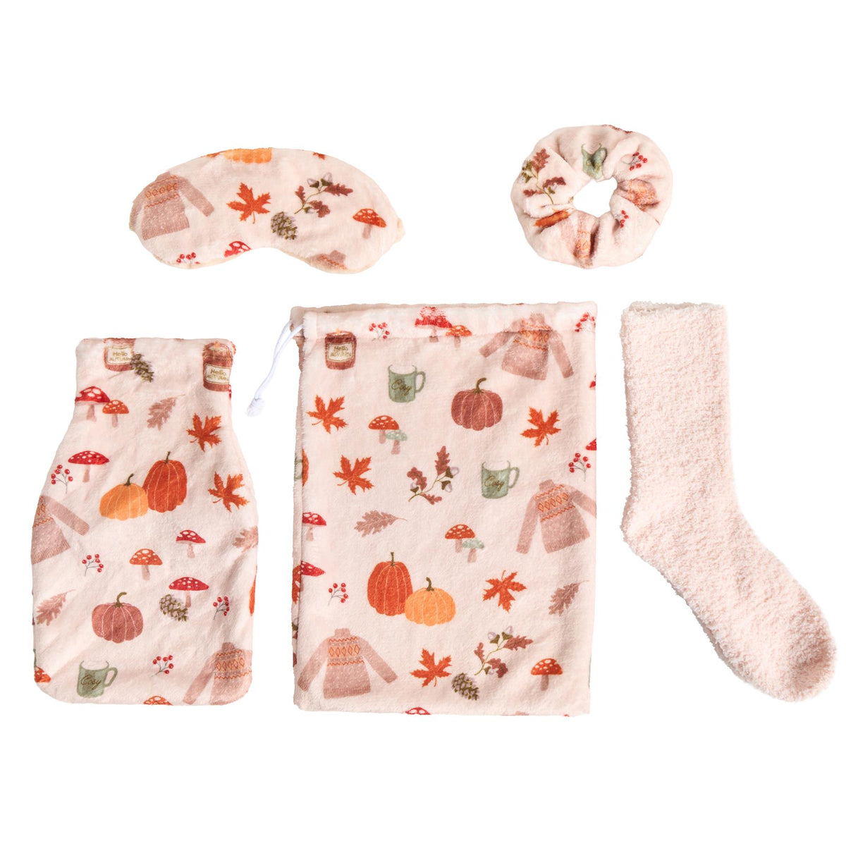 OHS Print Winter Gift Set Hot Water Bottle Socks Eye Mask Scrunchie Hand Warmer