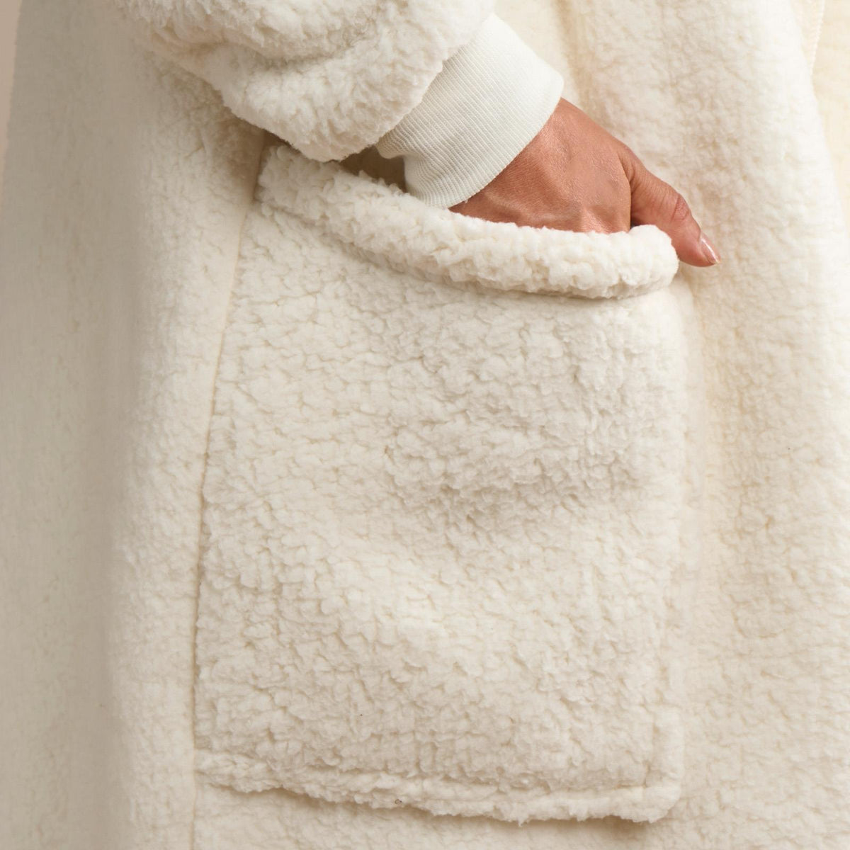 OHS Waterfall Cardigan Warm Teddy Fleece Open Front Wrap Loungewear Outwear