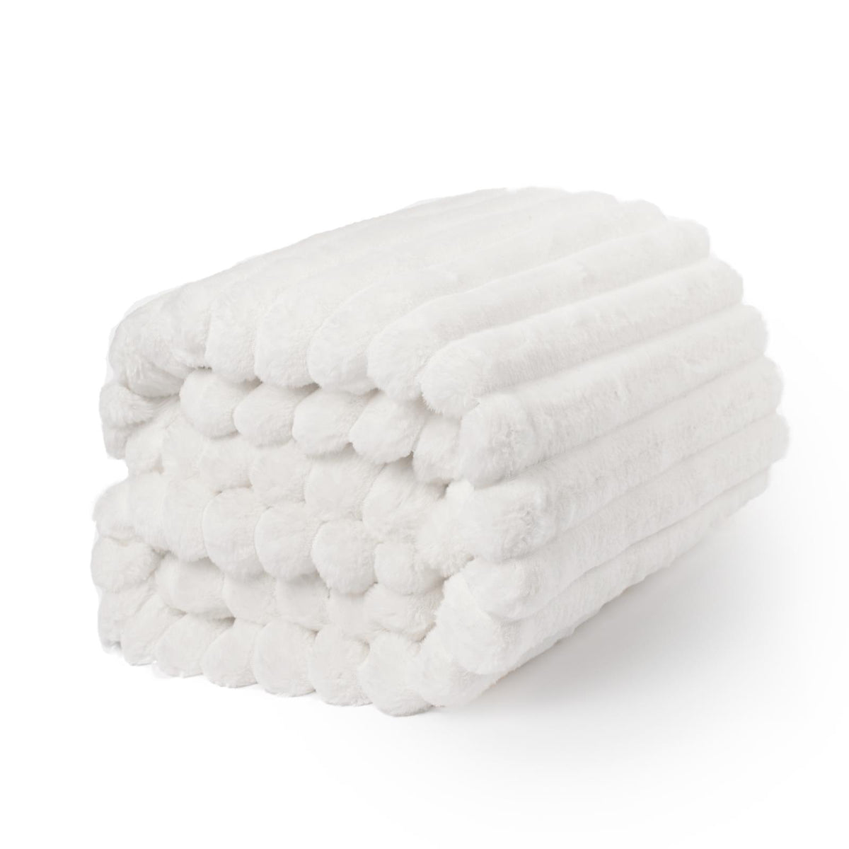OHS Faux Fur Ribbed Fleece Throw Over Bed Blanket Warm Supersoft