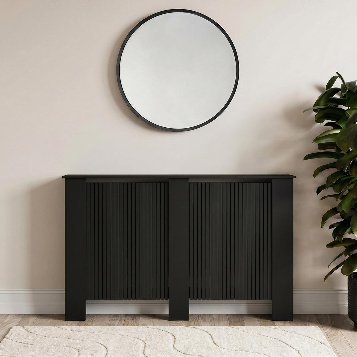 OHS Ribbed Radiator Cover Slatted Engineered Wood Side Board S M L Cabinet Shelf