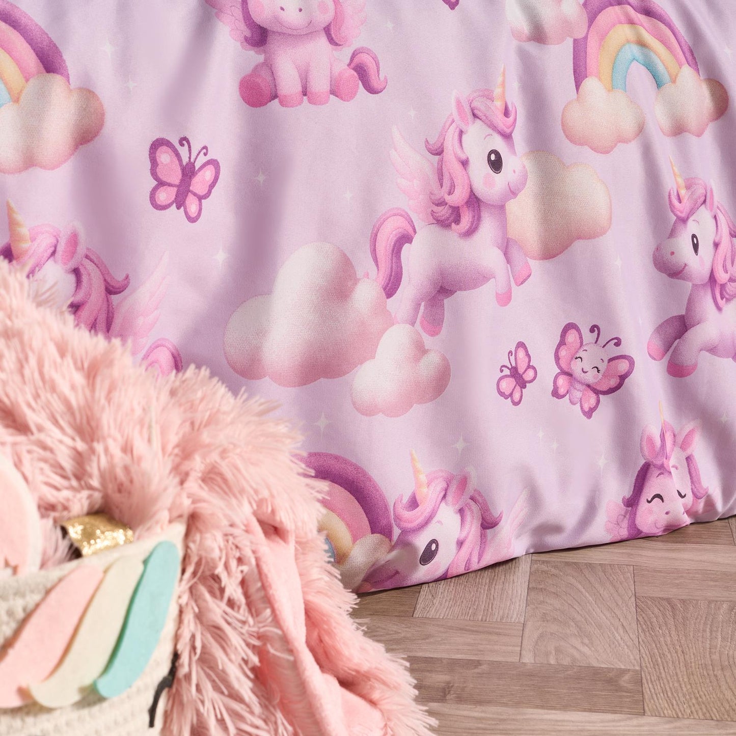 OHS Unicorn Bedding Kids Microfibre Print Duvet Cover Set with Pillowcase