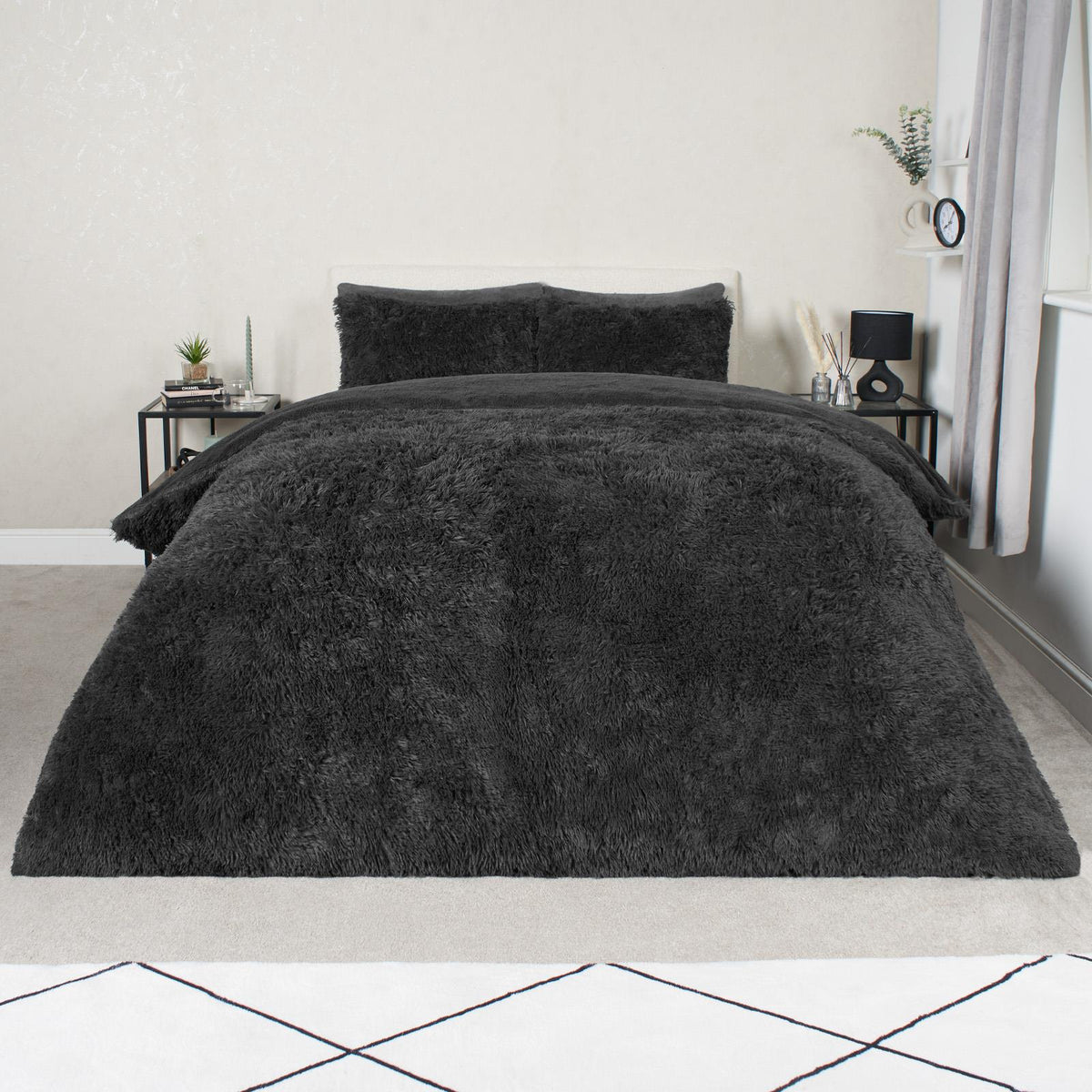 OHS Teddy Bedding Set Soft Fleece Faux Fur Fluffy Cosy Warm Duvet Cover