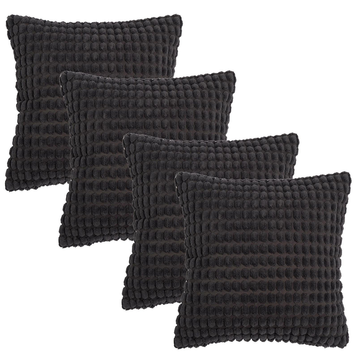OHS Bobble Cushion Covers Soft Fleece Square Pillowcases Winter Home Decor