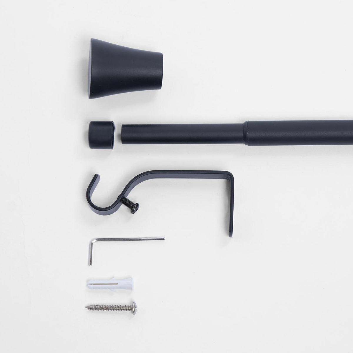 OHS 120-200cm Curtain Pole Extendable Metal 16mm Ball Trumpet Twist Finnials