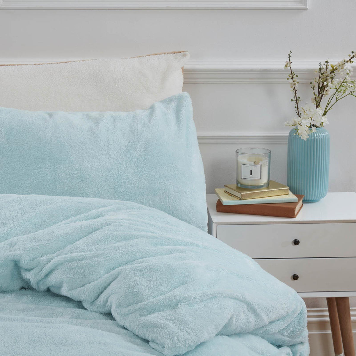 OHS Teddy Fleece Duvet Cover with Pillow Case Thermal Warm Bedding Set
