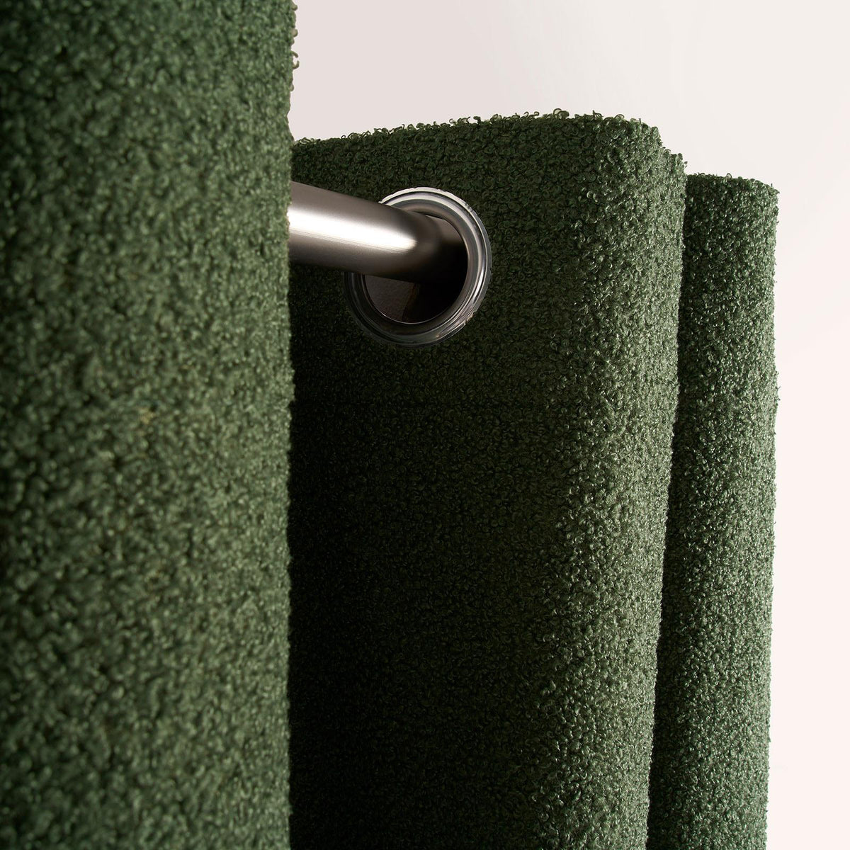 OHS Boucle Eyelet Curtains Blackout Pair Ready Made Ring Top Energy Saving