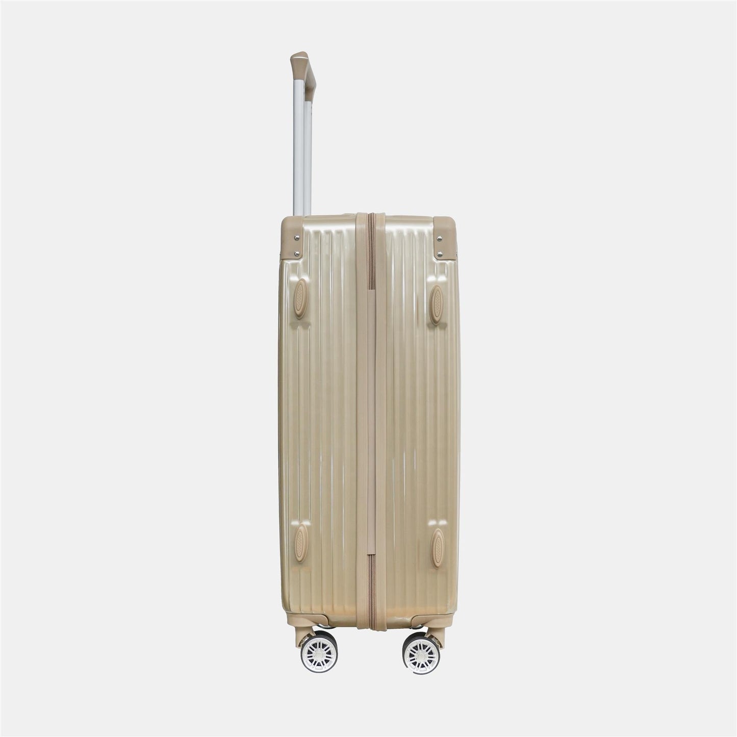 OHS Metallic Effect Suitcase Set 3-Piece Hard Shell Luggage 4 Wheel ABS