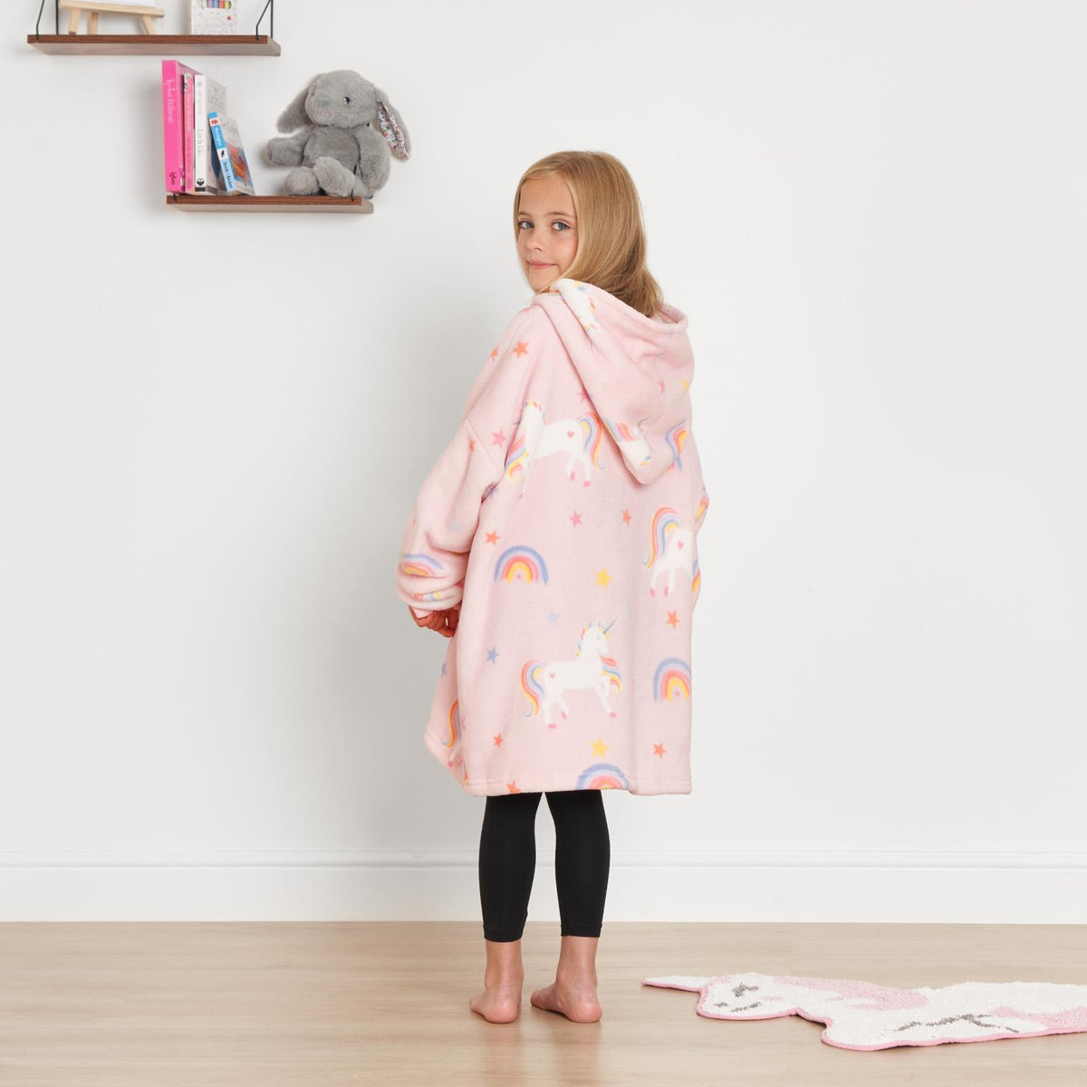 Kids Hoodie Blanket Oversized Sherpa Fleece Jumper Sweatshirt Soft Warm Throw