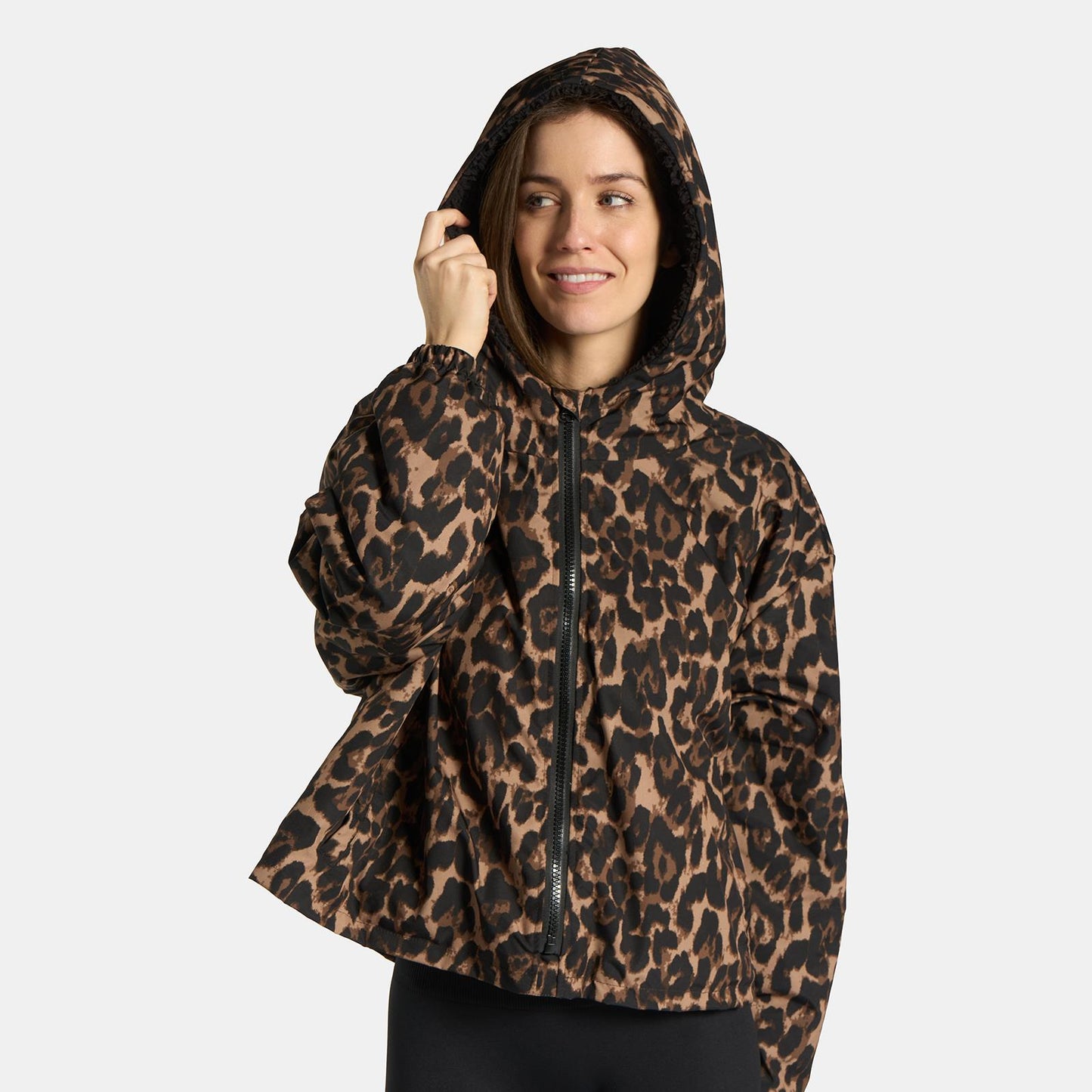 OHS Drying Changing Robe Leopard Sherpa Water Resistant Cropped Jacket