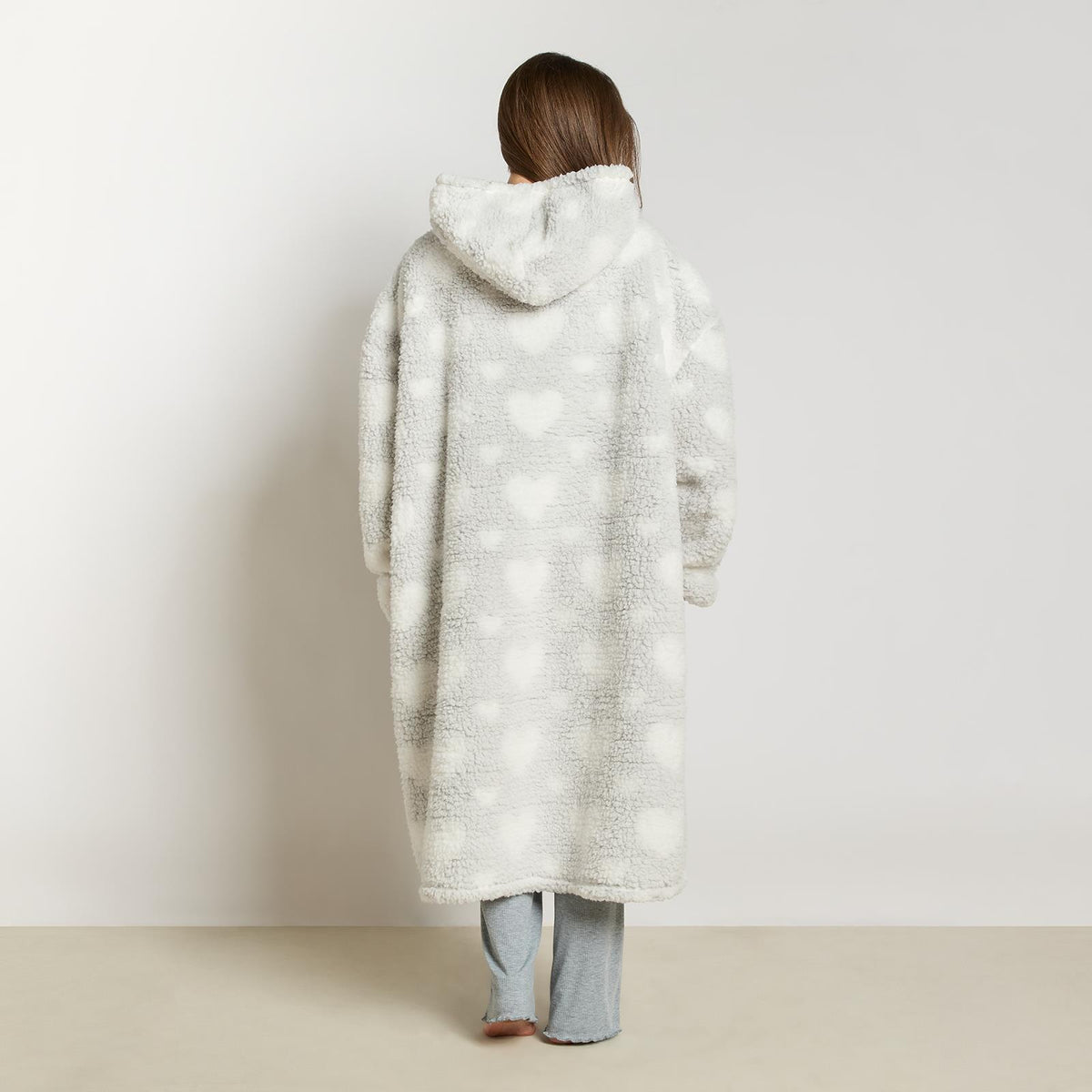 OHS Heart Hoodie Blanket Extra Long Soft Oversized Wearable Plush Warm Throw