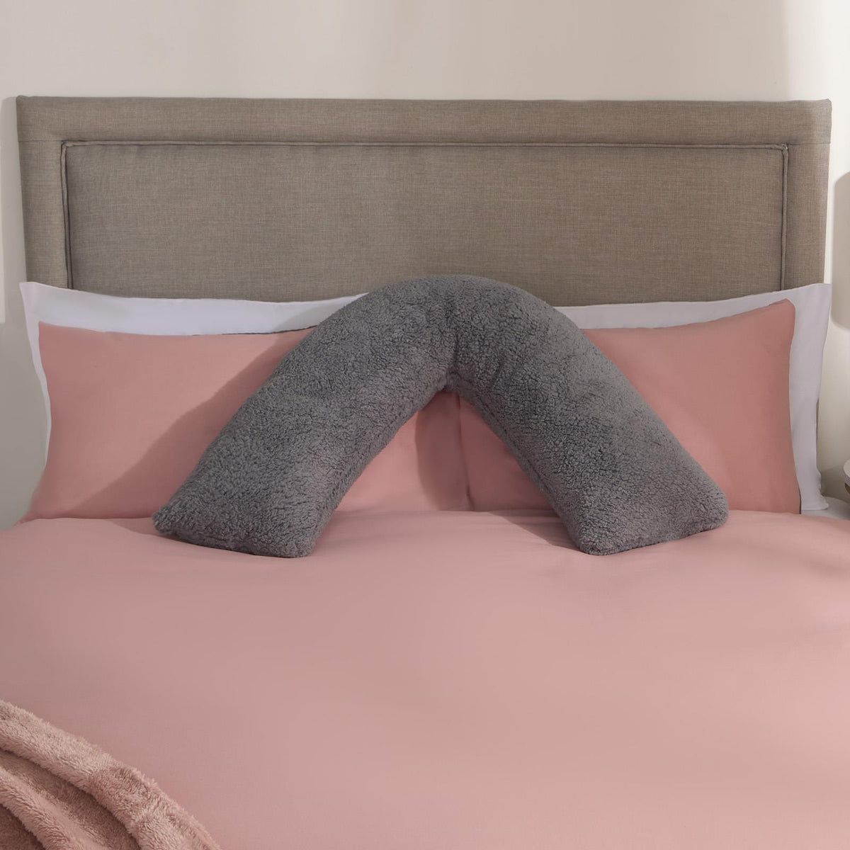 Teddy Fleece V Shaped Pillow Body Neck Support Pregnancy Orthopaedic Cushion