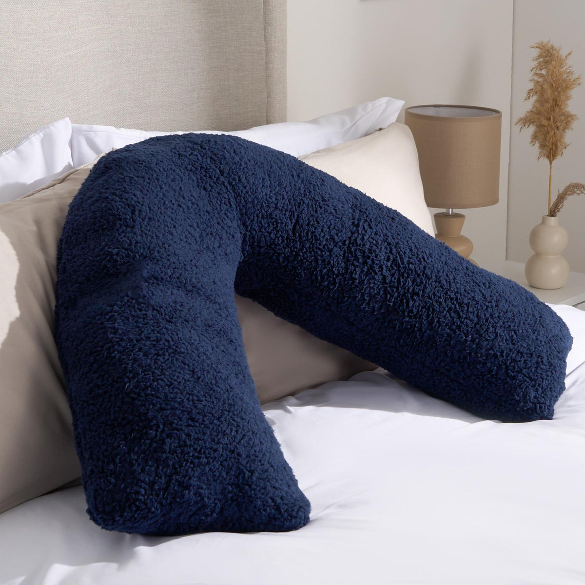 Teddy Fleece V Shaped Pillow Body Neck Support Pregnancy Orthopaedic Cushion