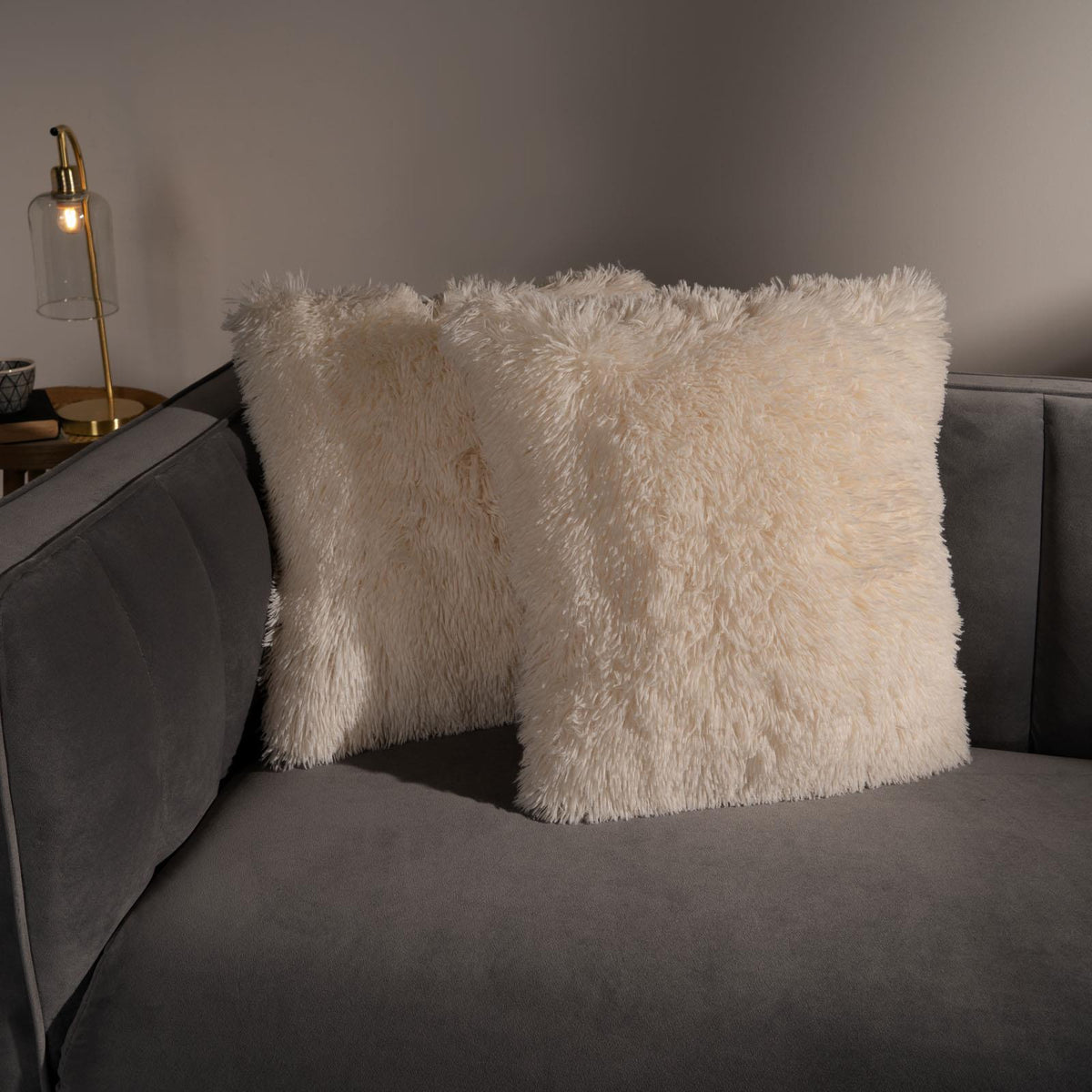 OHS Fluffy Cushion Covers 2 Pack Soft Fleece Square Pillowcases Home Decor