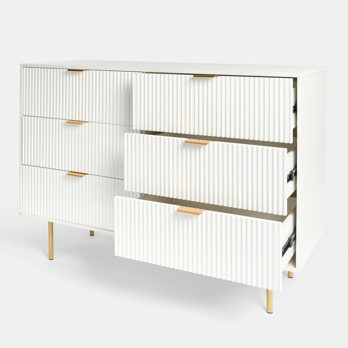 OHS Ribbed Drawer Unit Bedside Table 3/4/5/6 Draw Cabinet Nightstand Sideboard