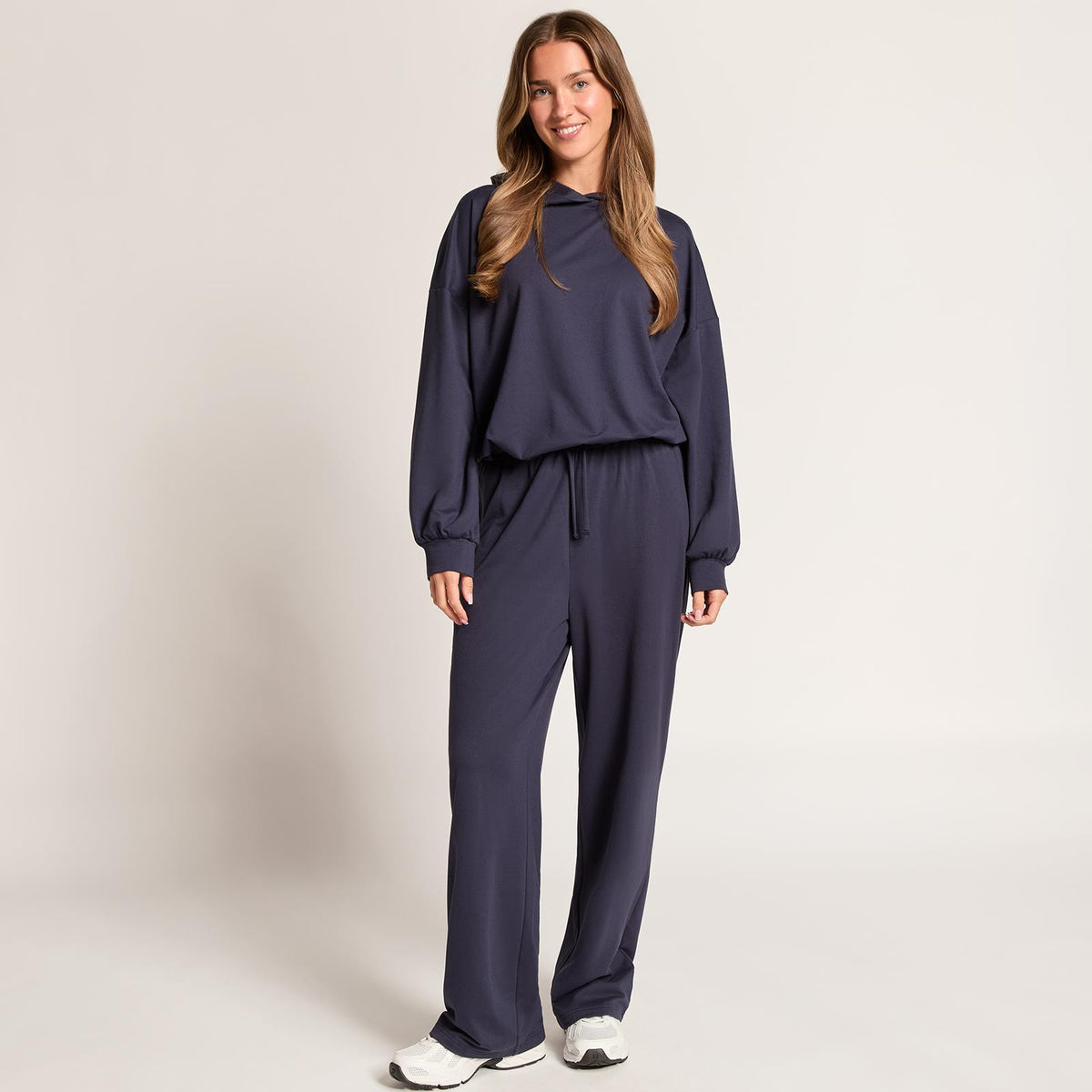 OHS Bubble Hem Co-Ord Set Hoodie Drawstring Relaxed Joggers Tracksuit Loungewear