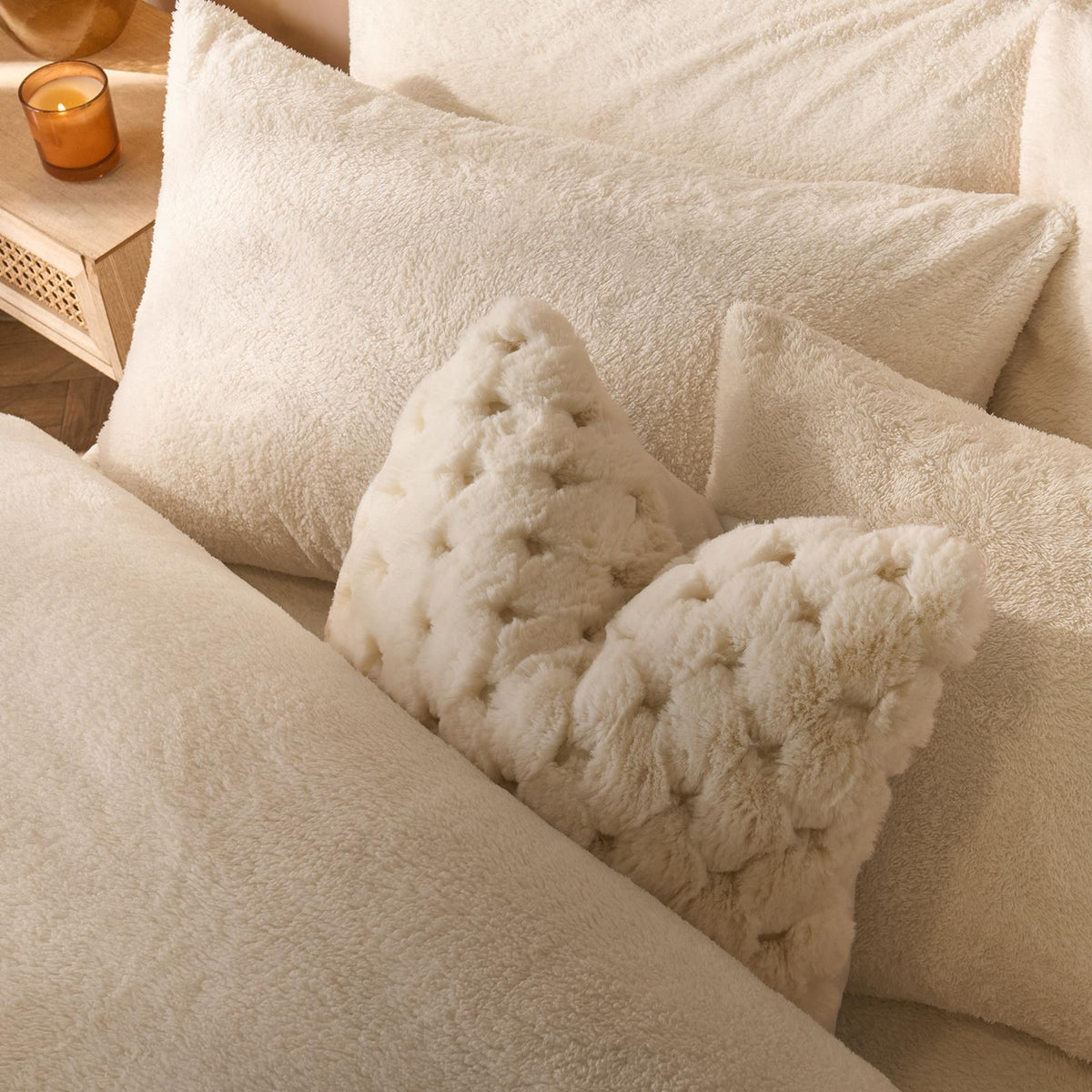 OHS Teddy Fleece Duvet Cover with Pillow Case Thermal Warm Bedding Set