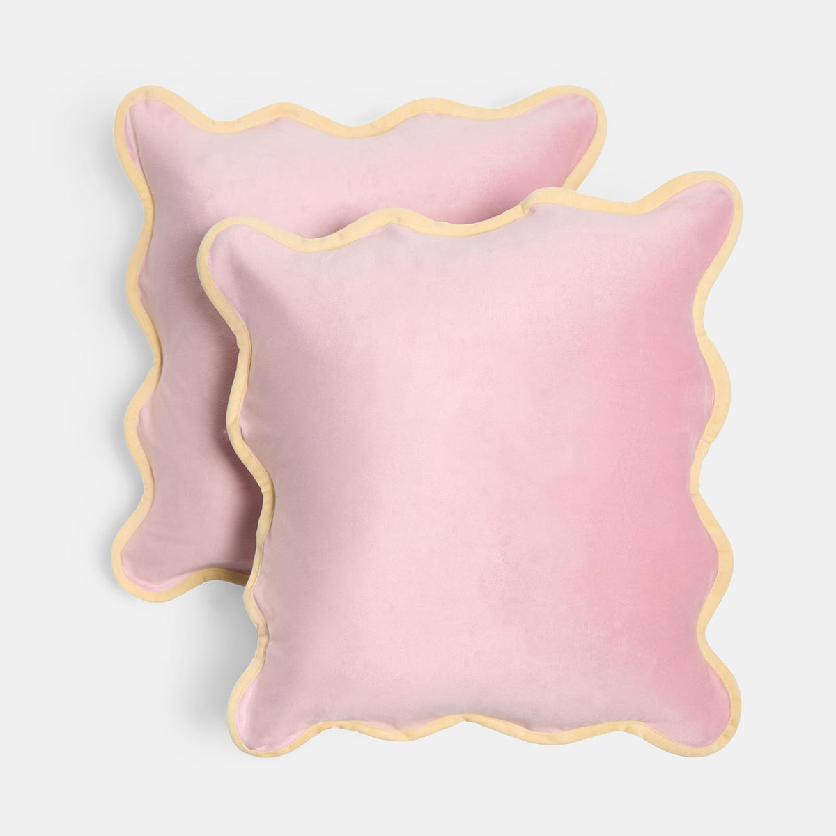 OHS Scallop Edge Cushion Covers Matte Velvet Square Pillowcases Filled Multipack