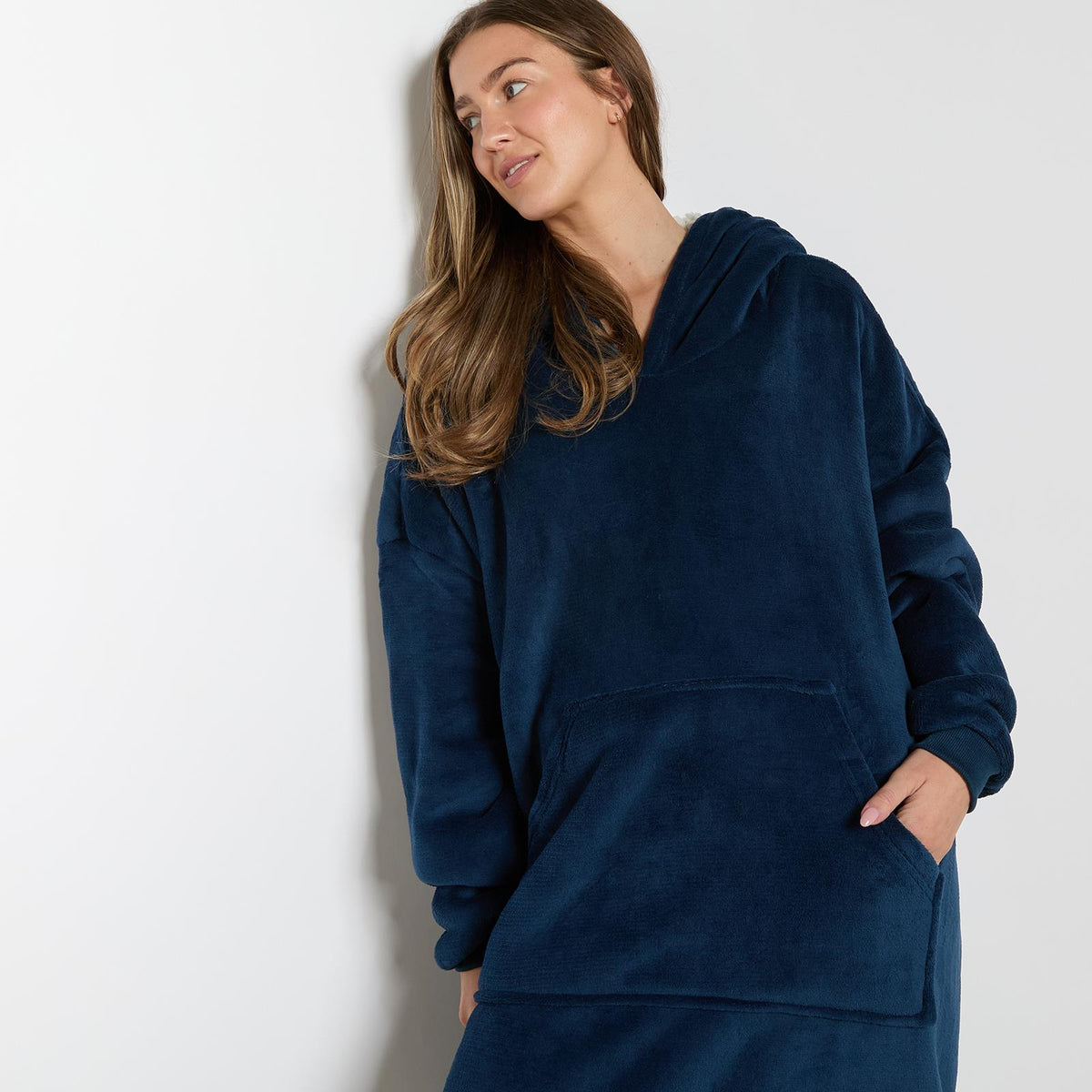 OHS Extra Long Hoodie Blanket Oversized Soft Sherpa Fleece Giant Sweatshirt