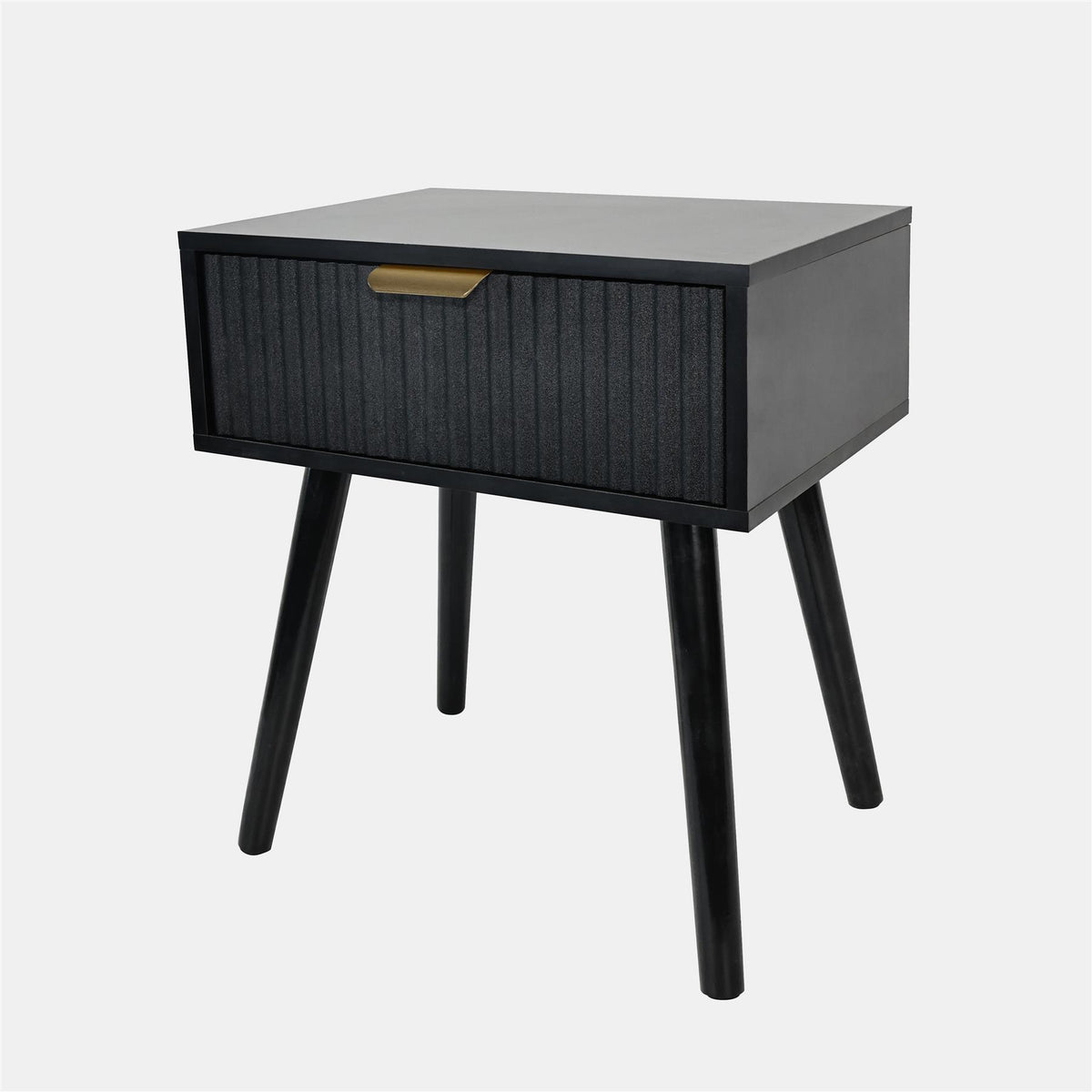 OHS Ribbed Bedside Nightstand 1 Drawer Storage Unit Wooden End Table