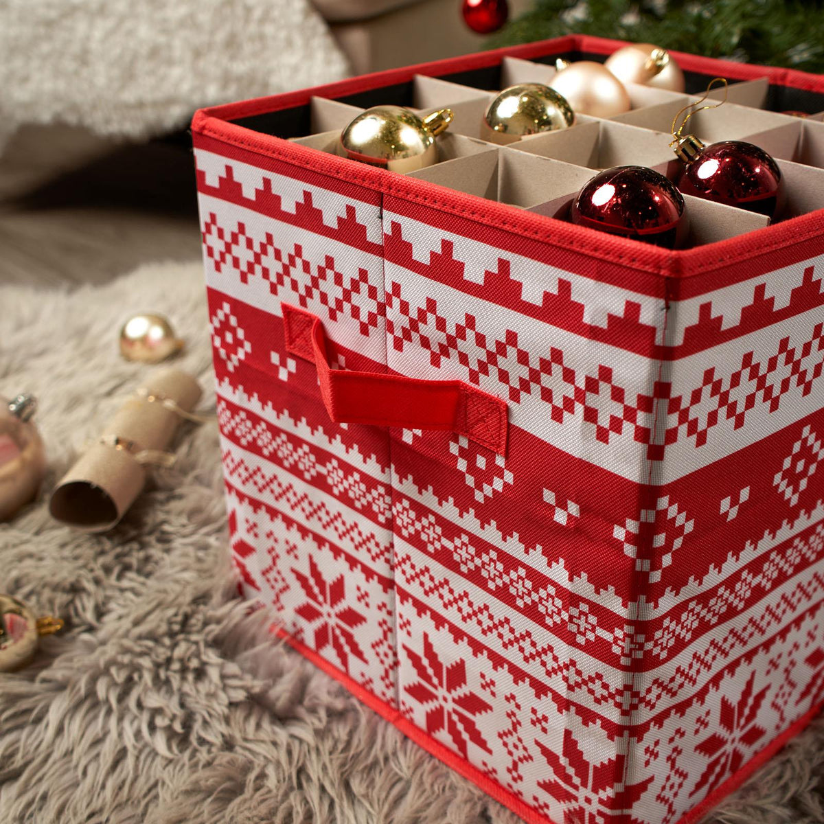 OHS Christmas Bauble Storage Box Festive Decoration Organiser Cube 64 Slots