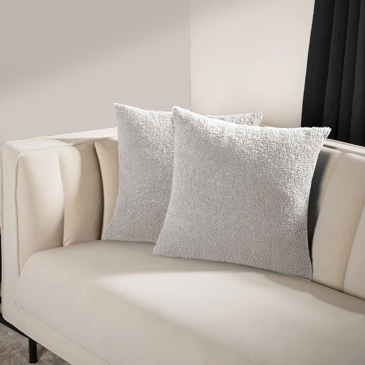 OHS Boucle Cushion Covers  2 Pack Teddy Fleece Square Pillowcases Home Decor