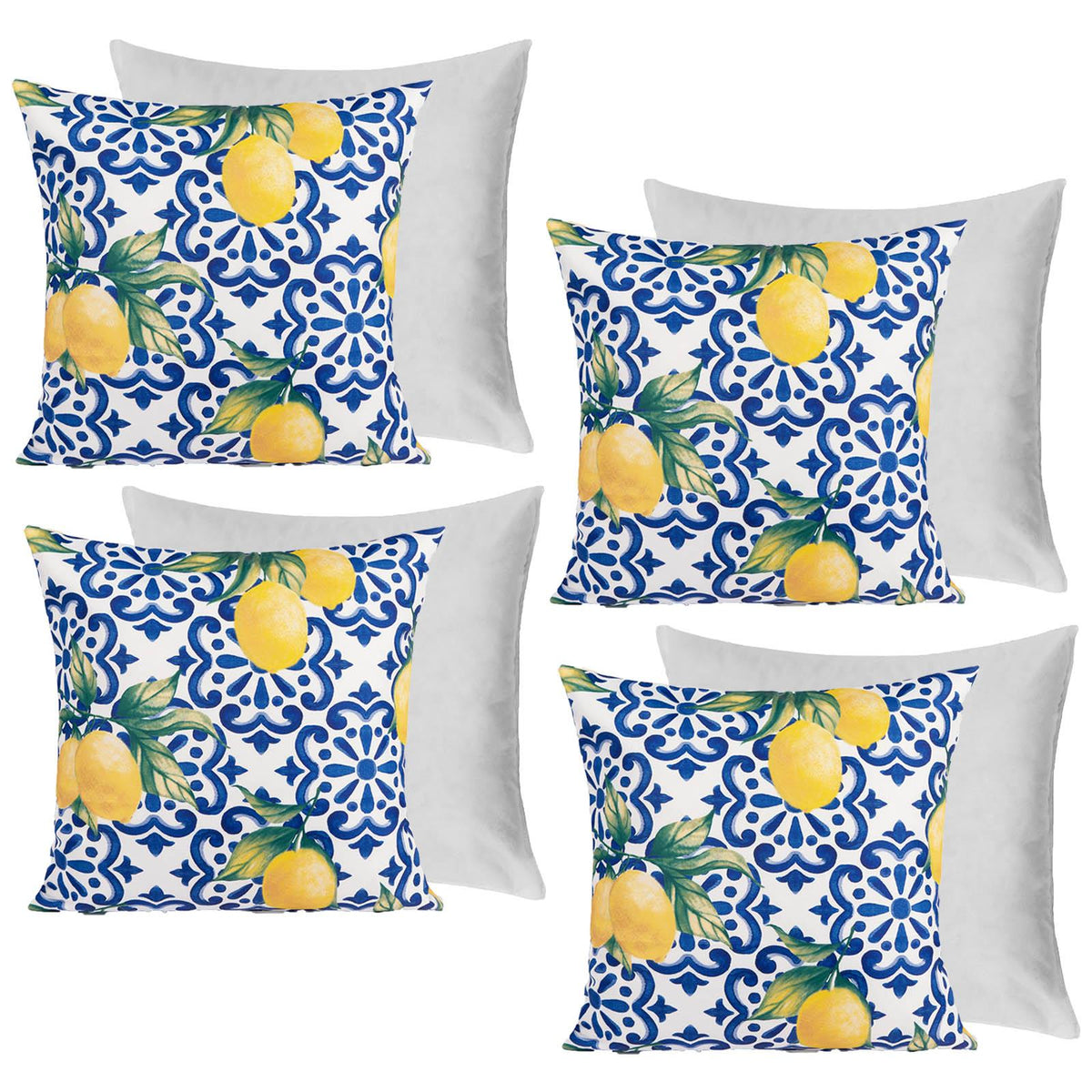 Outdoor Cushion Cover Lemon Garden Water Resistant Filled Inserts Furniture Pads