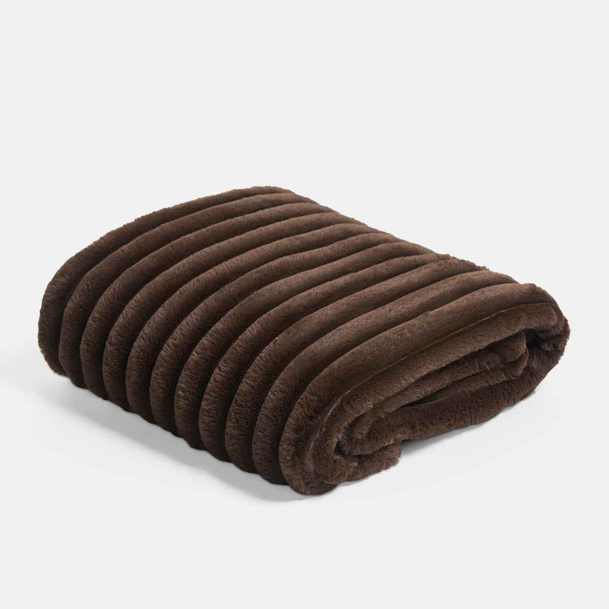 OHS Faux Fur Ribbed Fleece Throw Over Bed Blanket Warm Supersoft