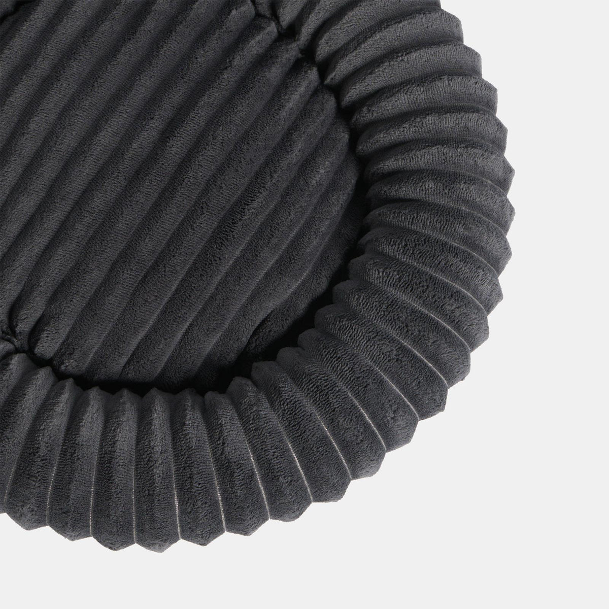 OHS Ribbed Pet Bed Soft Fleece Round Calming Anti Anxiety Cushion for Dog Cat