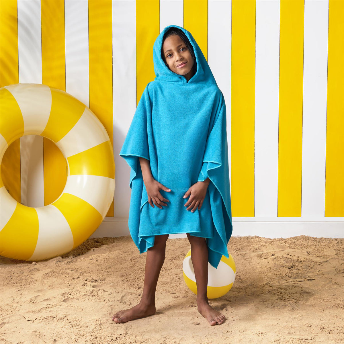 Brentfords Poncho Towel Childrens Absorbent Hood Quick Drying Beach Travel Robe