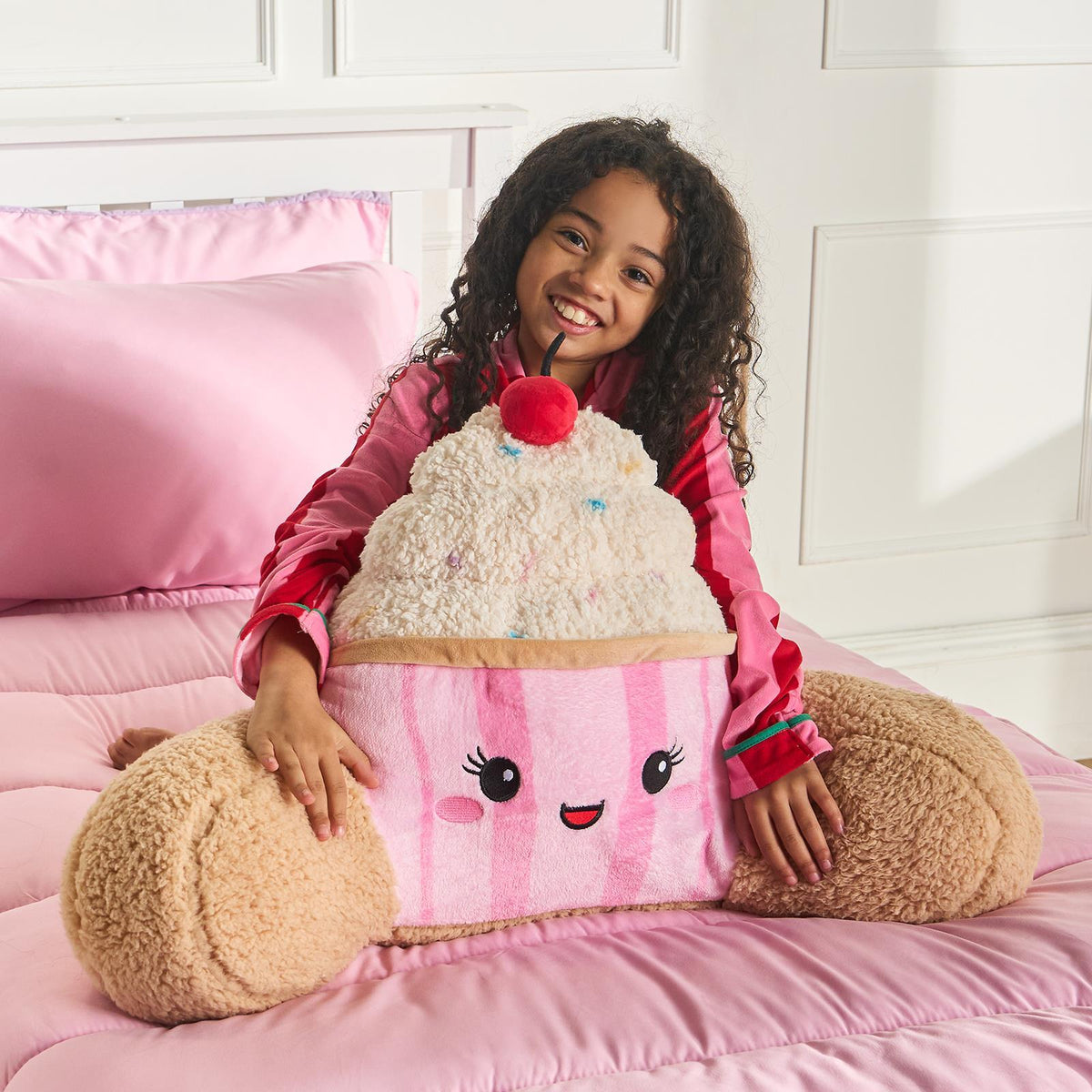 OHS Character Cuddle Cushion Soft Fleece Reading Pillow with Arms Bed Chair
