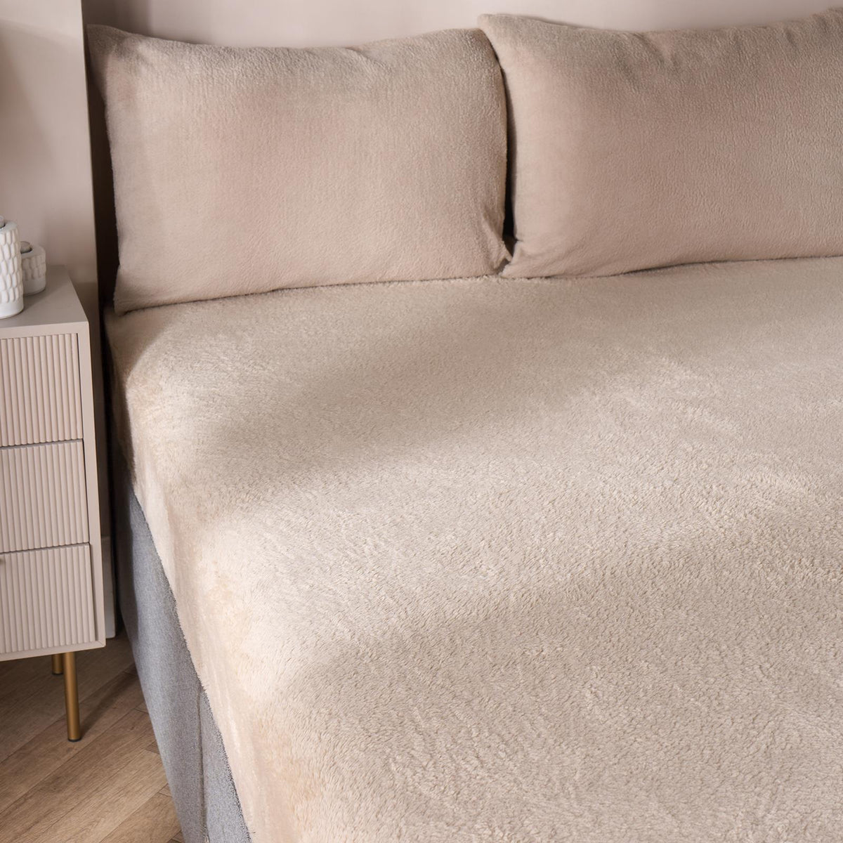 OHS Teddy Fleece Fitted Sheet Thermal Warm Single Double King Bedding NEW