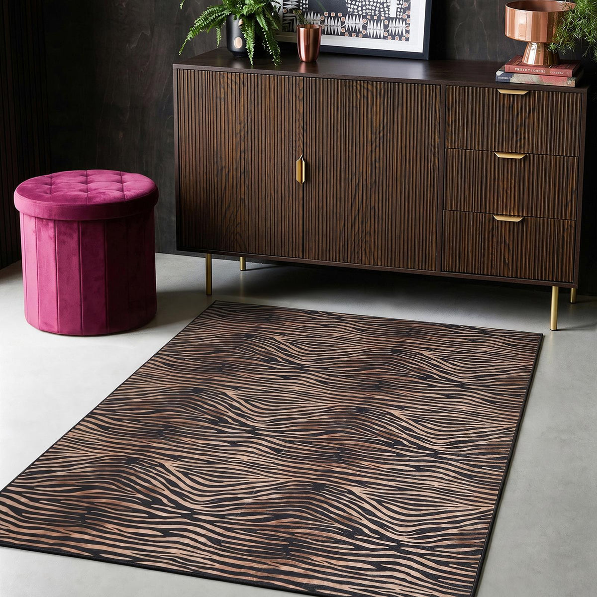 OHS Washable Rug Animal Print Ultra Soft Living Room Area Mat Accent Rugs