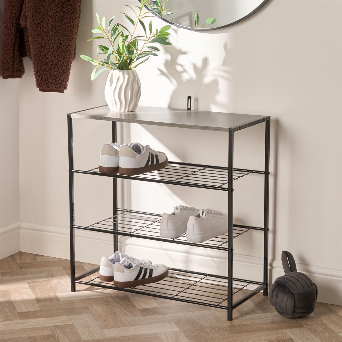 OHS Manhattan Shelf Storage 4 Tier Shoe Organiser Unit Hallway Office Home