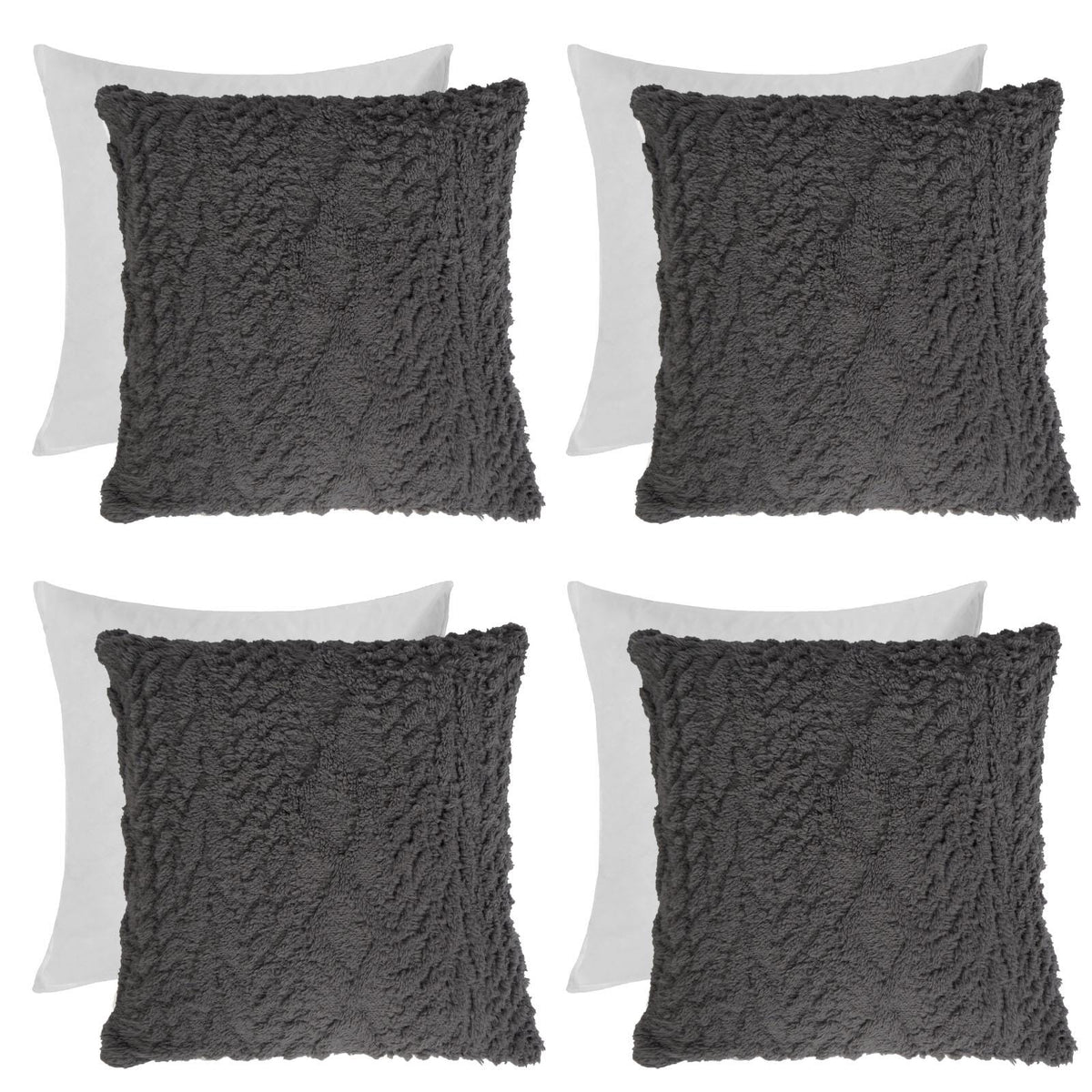 OHS Cable Knit Cushion Covers 2 Pack Sherpa Square Pillowcases Home Decor