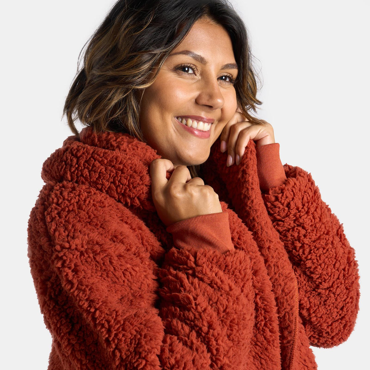 OHS Waterfall Cardigan Warm Teddy Fleece Open Front Wrap Loungewear Outwear