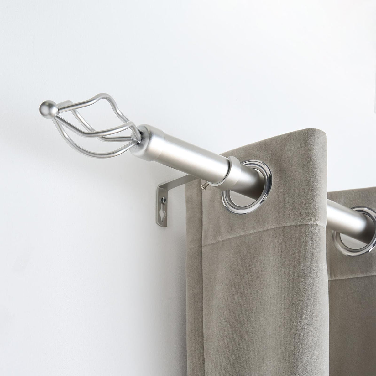 OHS 120-200cm Curtain Pole Extendable Metal 28mm Ball Trumpet Twist Finnials