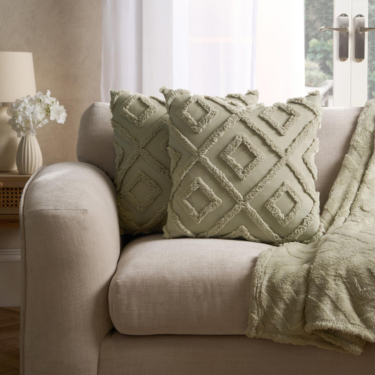 OHS Tufted Cushion Covers 2 Pack Arches Decorative Square Pillowcases