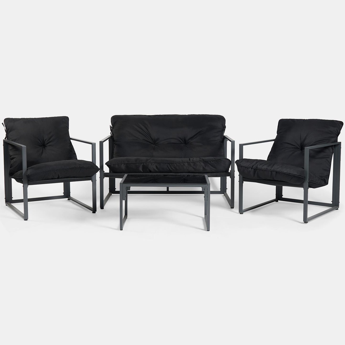 OHS Miami Table Chair Set 4PC Garden Patio Furniture Outdoor Metal Frame