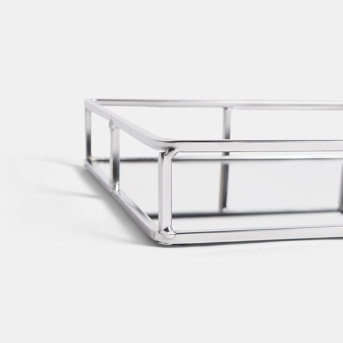 OHS Mirrored Serving Tray with Metal Frame Tealight Holder Vanity Display Plate