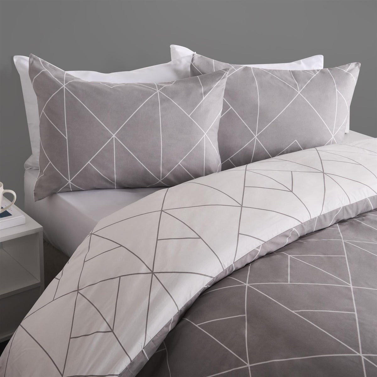 OHS Geometric Reversible Bedding Set Soft Quilt Duvet Cover with Pillowcase