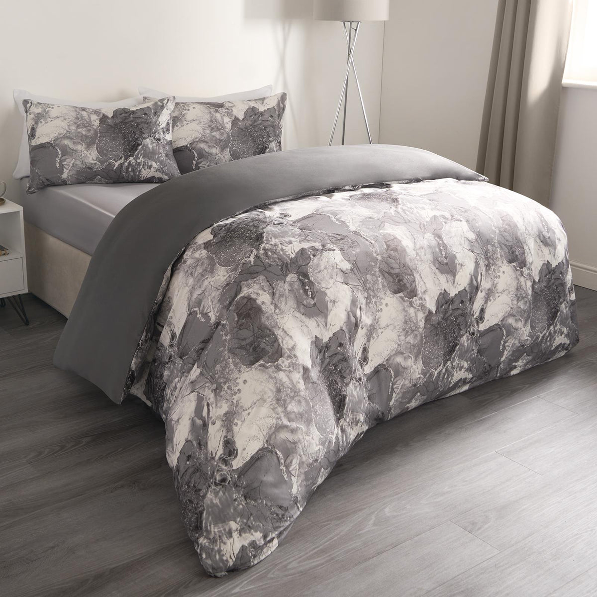 OHS Marble Bedding Set Reversible Duvet Cover with Pillowcase Single Double King