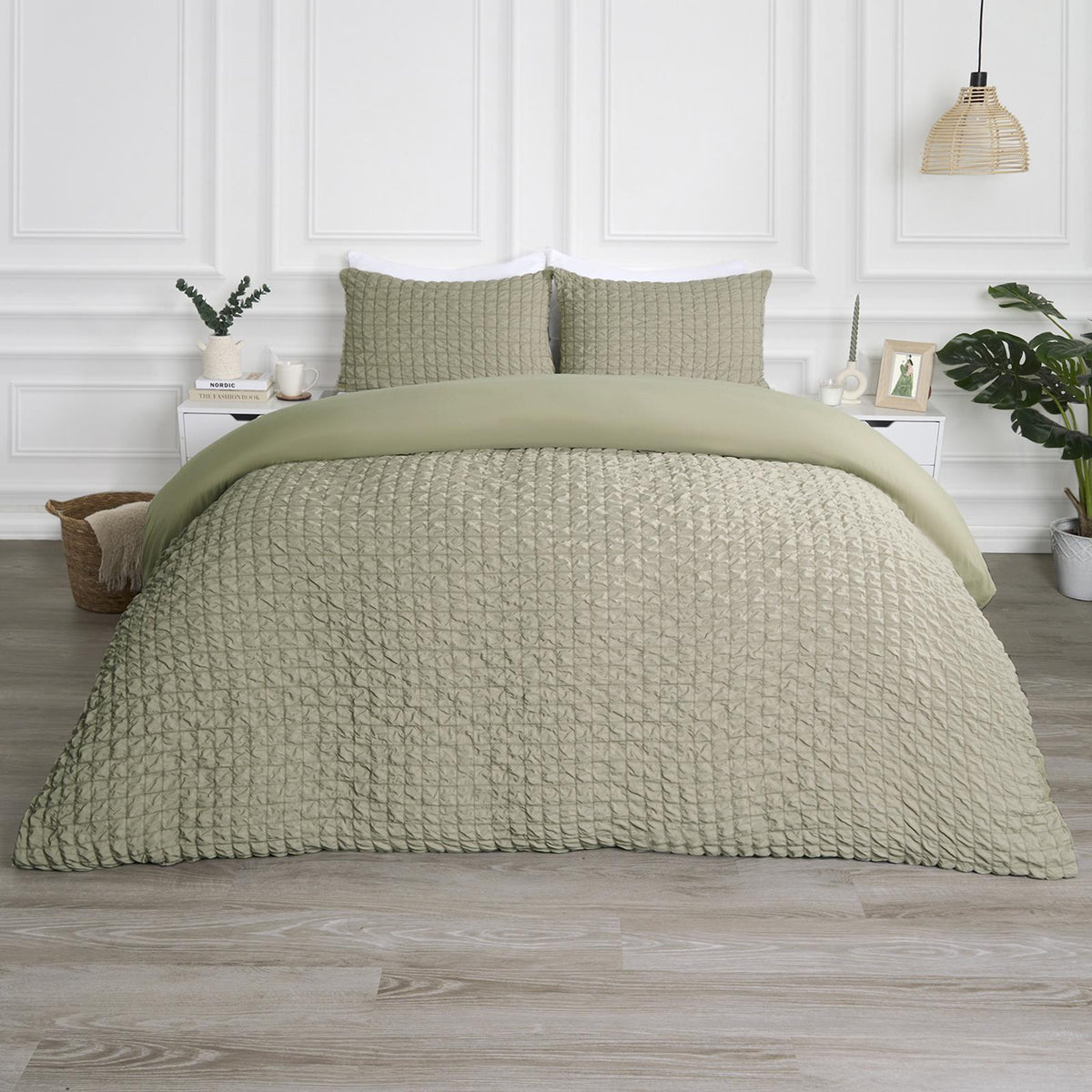 Luxury Seersucker Duvet Cover Set Geo Pillowcase Quilt Bedding Double King Size