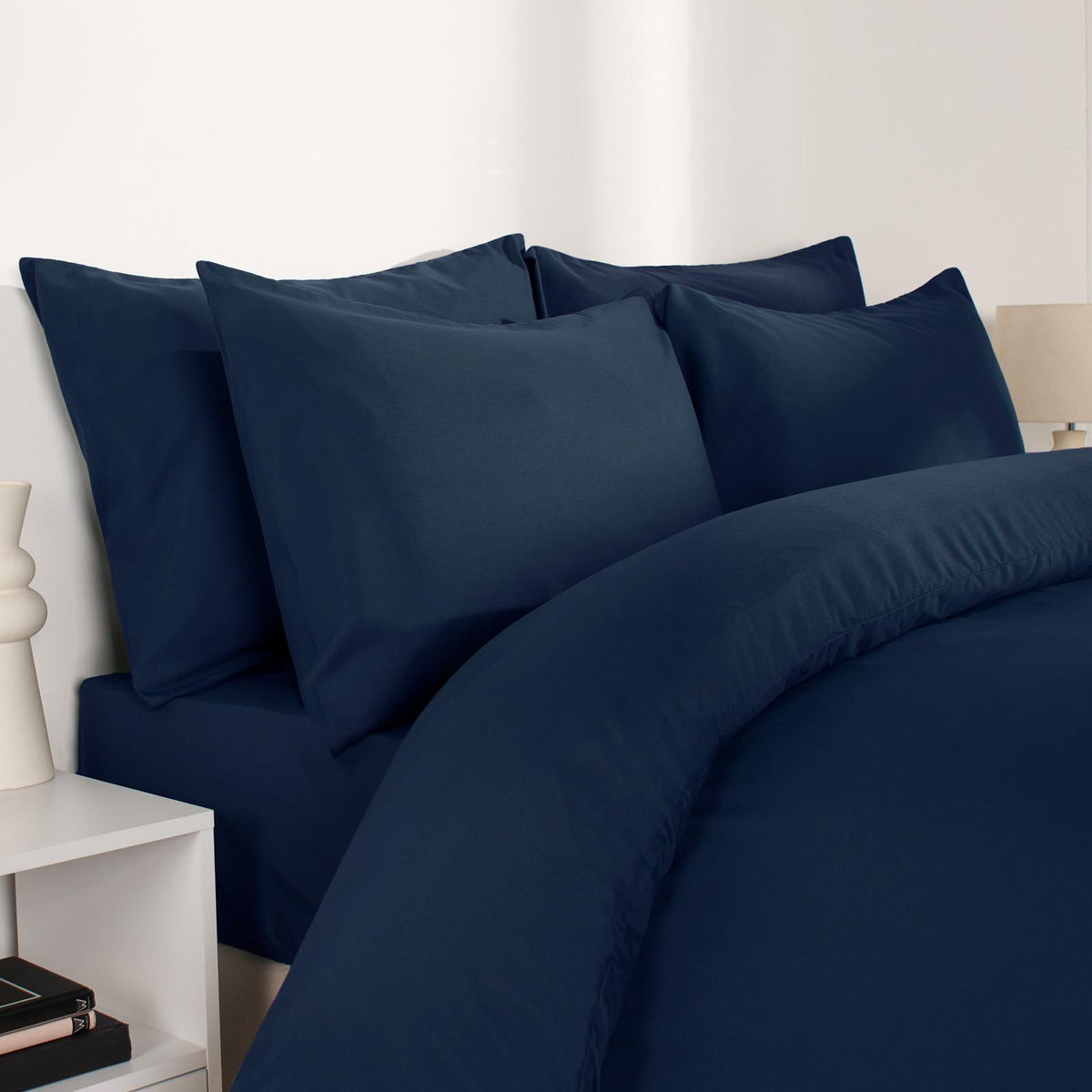 OHS Plain Duvet Cover & Pillowcase Reversible Bedding Set OR Fitted Sheet